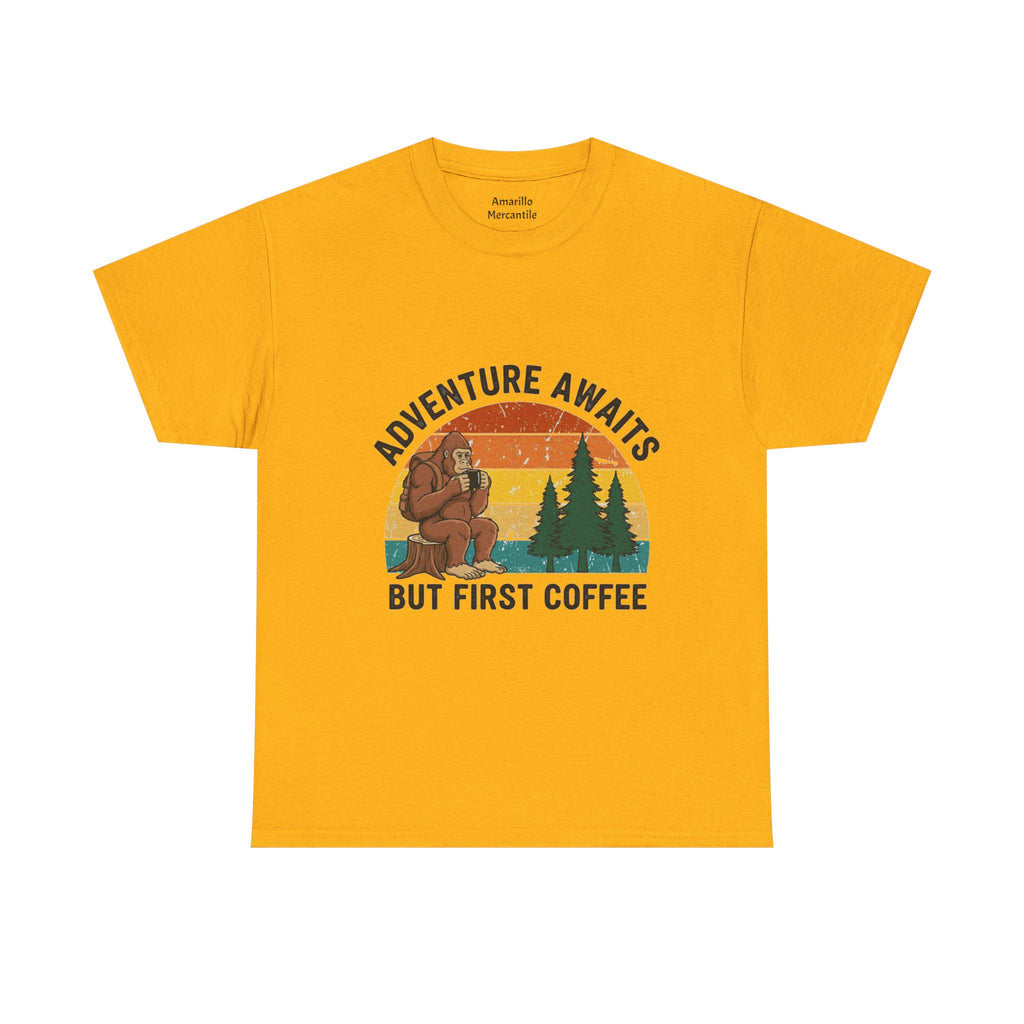Bigfoot Coffee Tee | Sasquatch Drinking Coffee Shirt