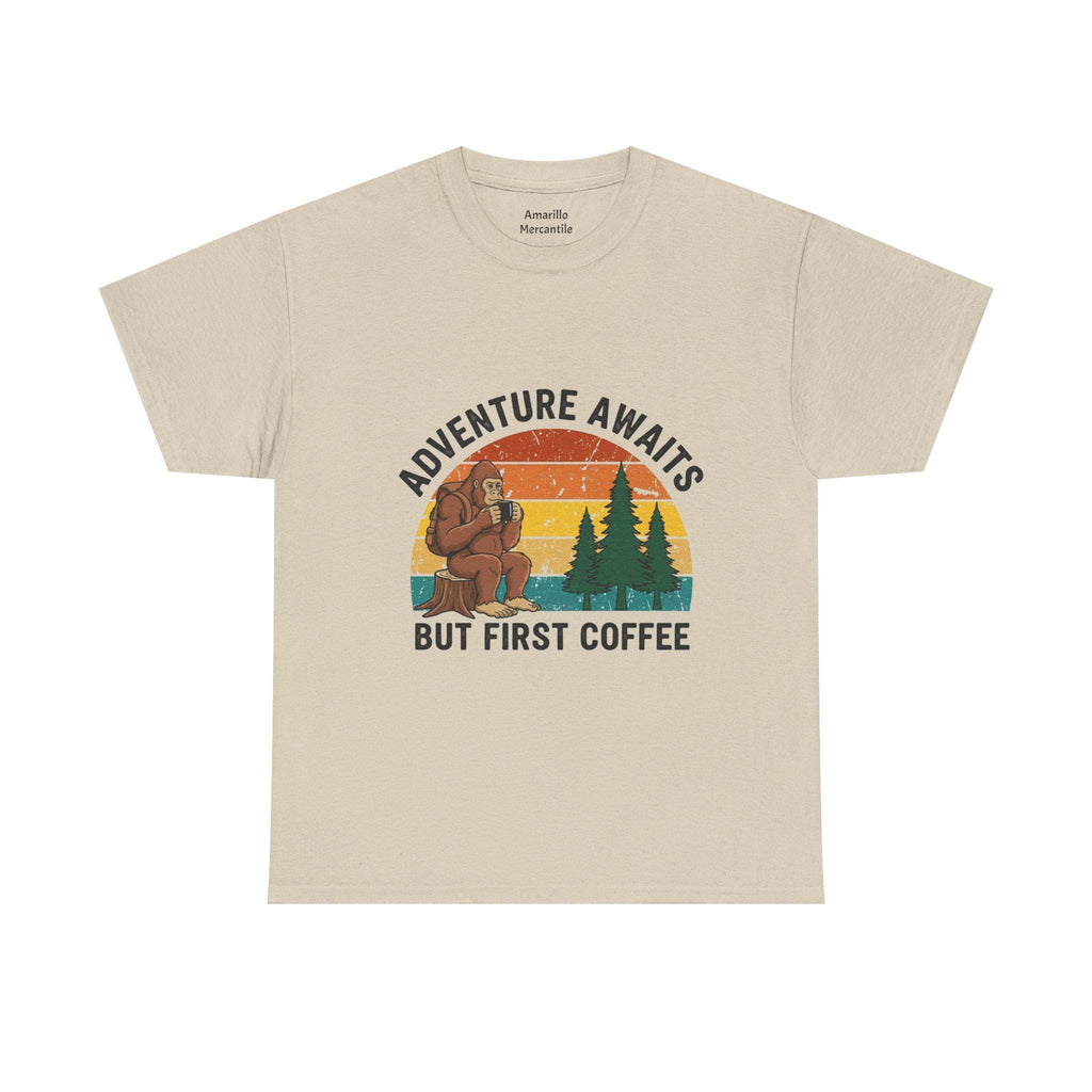 Bigfoot Coffee Tee | Sasquatch Drinking Coffee Shirt