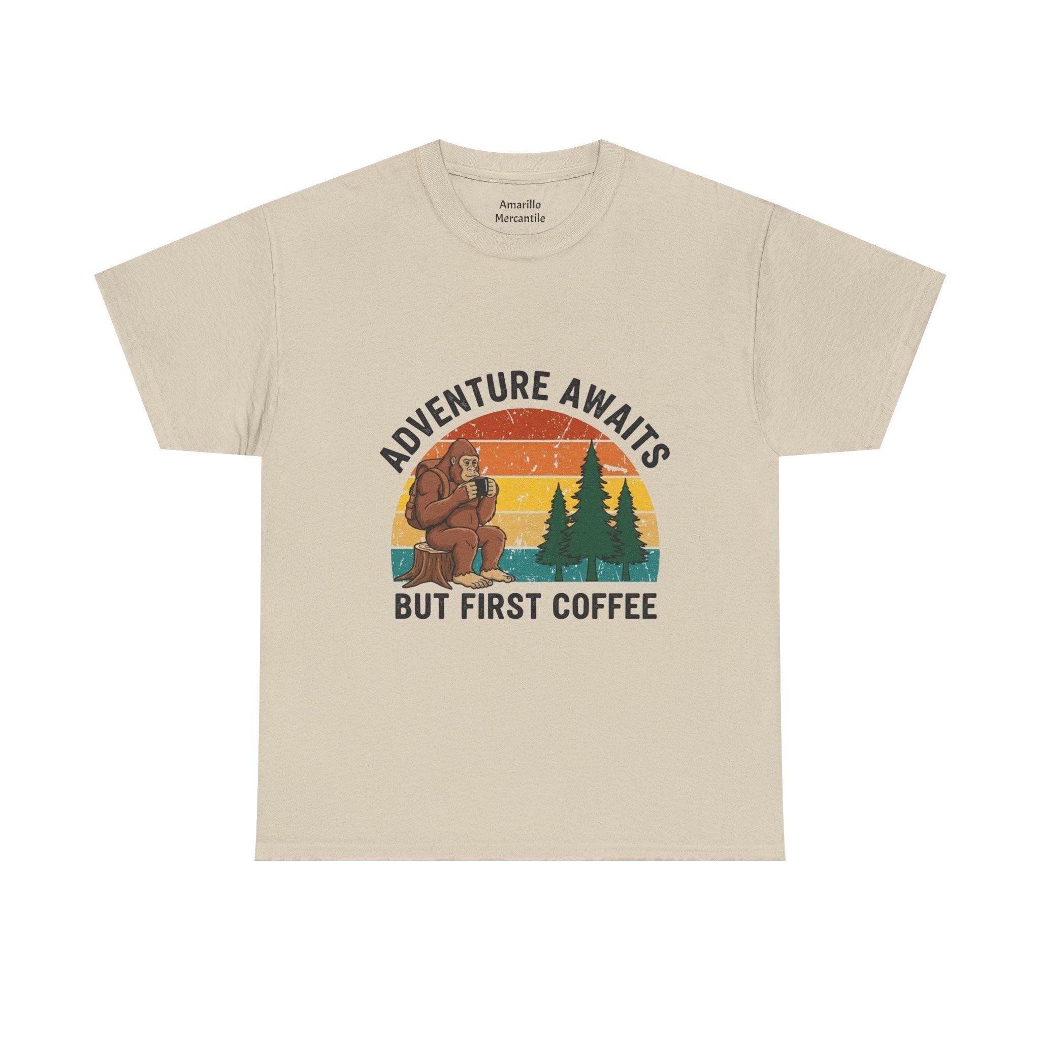 Bigfoot Coffee Tee | Sasquatch Drinking Coffee Shirt