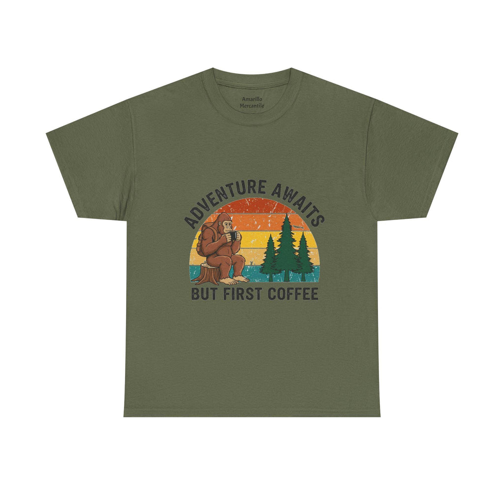 Bigfoot Coffee Tee | Sasquatch Drinking Coffee Shirt
