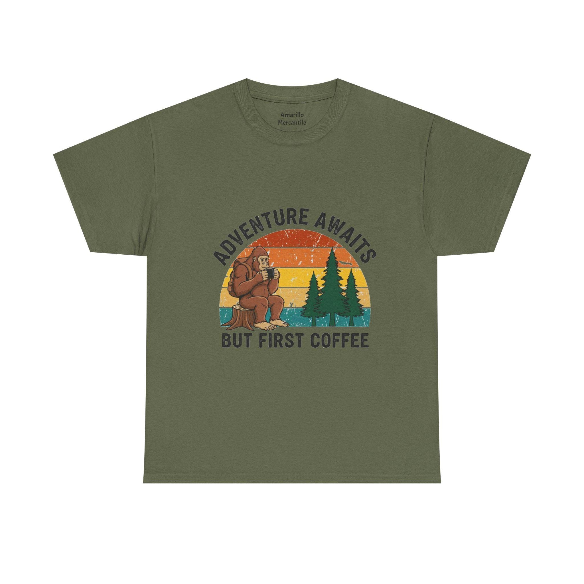 Bigfoot Coffee Tee | Sasquatch Drinking Coffee Shirt